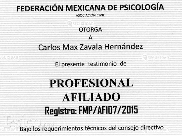 Reconocimiento Certificación Federación Mexicana de Psicología