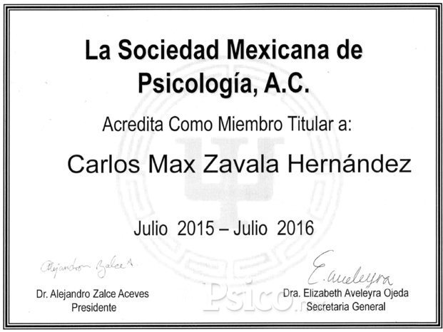 Reconocimiento Certificación Sociedad mexicana de Psicología